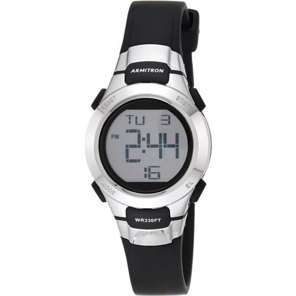 New Women's Sport Silver Armitron Digital Adjustable Resin Strap Watch - Picture 1 of 6